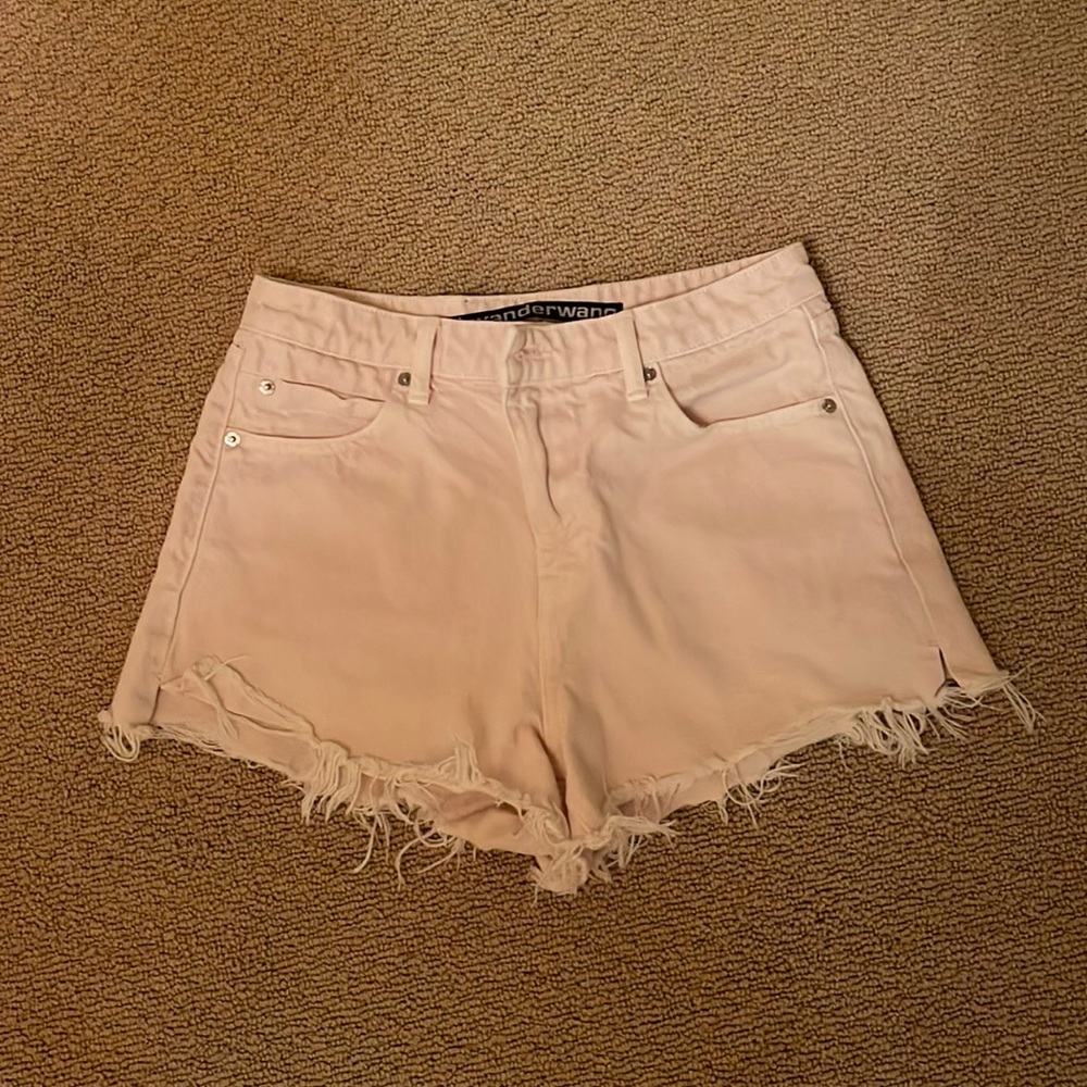 alexander wang bite high rise denim shorts
